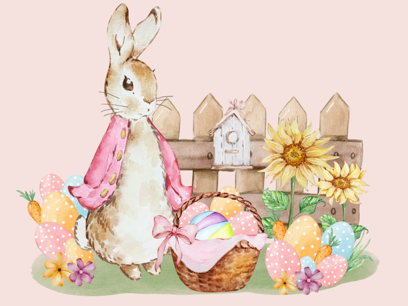 Peter Kanin med en kurv med påskeæg