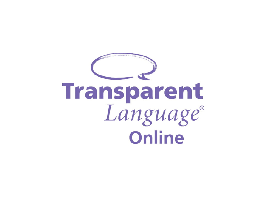 Logo med tom taleboble og teksten transparent language online