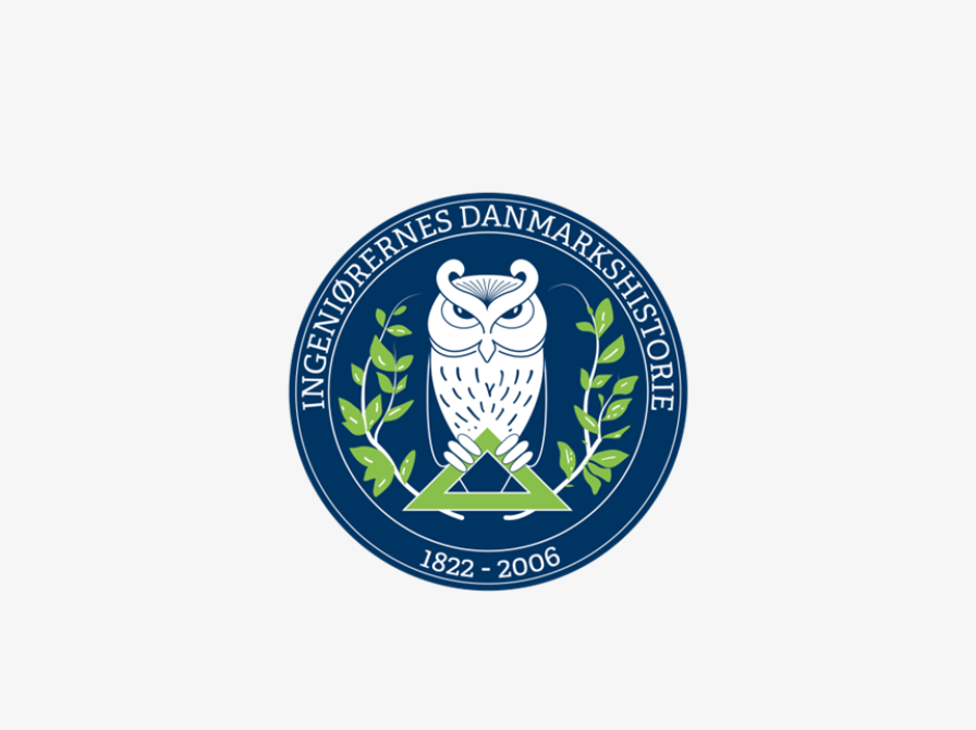 Logo med ugle i et sejl og teksten ingeniørernes danmarkshistorie 1822-2006