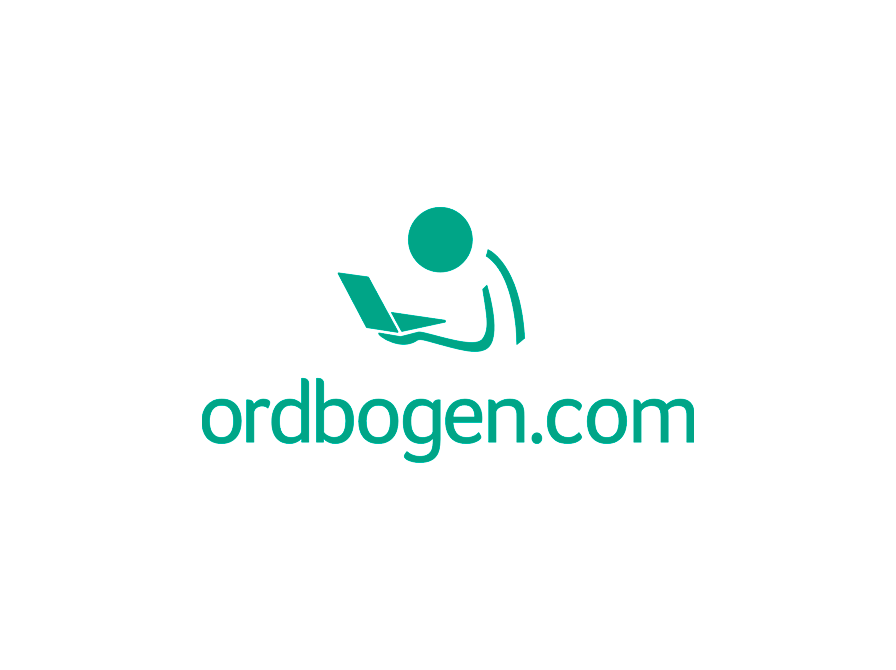 Logo med figur, der læser på en pc og teksten ordbogen.com